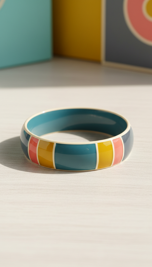 Bracelet jonc émail bleu artiste