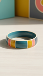 Bracelet jonc émail bleu artiste